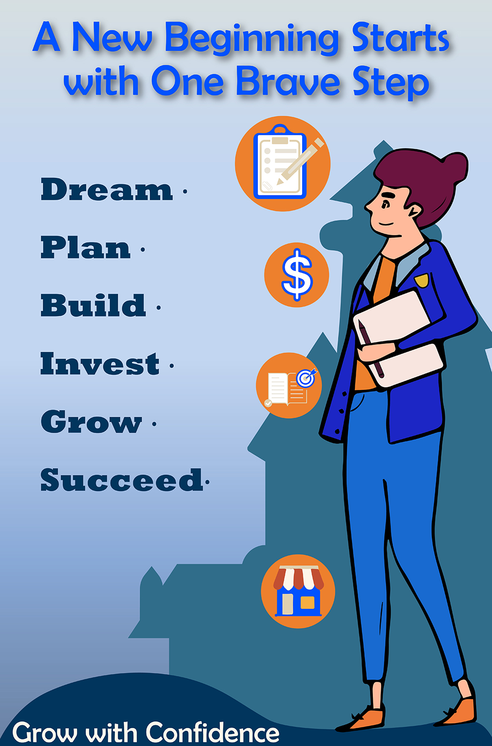 Dream, Plan, Build, Invest, Grow, Succeed.